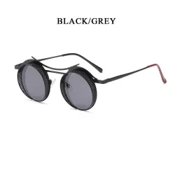 Runde Steampunk-Sonnenbrille – Metallrahmen – Unisex