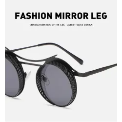 Runde Steampunk-Sonnenbrille – Metallrahmen – Unisex