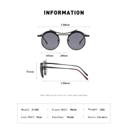 Runde Steampunk-Sonnenbrille – Metallrahmen – Unisex