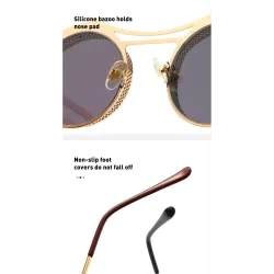 Runde Steampunk-Sonnenbrille – Metallrahmen – Unisex