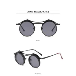 Runde Steampunk-Sonnenbrille – Metallrahmen – Unisex