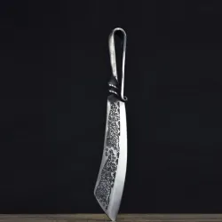 9.3 inch chopping knife - kitchen - hunting - wood cutter - handmade forged steel - tiger designSteel