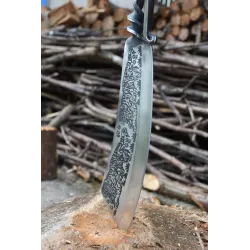 9.3 inch chopping knife - kitchen - hunting - wood cutter - handmade forged steel - tiger designSteel