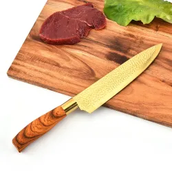 Professionelle vergoldete Küchenmesser - Sparschäler - Edelstahl - Holzgriff - 6-teiliges Set