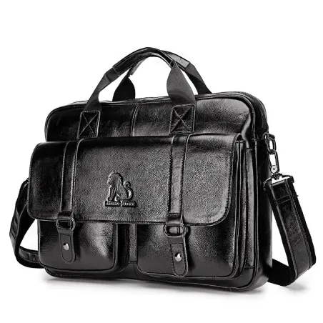 Business-Schultertasche - echtes Leder - großes Fassungsvermögen