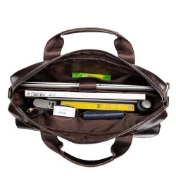 Business-Schultertasche - echtes Leder - großes Fassungsvermögen