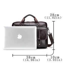 Business-Schultertasche - echtes Leder - großes Fassungsvermögen