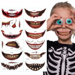 Temporary Halloween tattoo - waterproof sticker - clown mouth - 12 piecesStickers