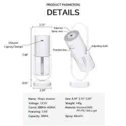 Ultraschall-Luftbefeuchter - 360-Grad-Rotations-Nebelspray - mit LED - 200 ml