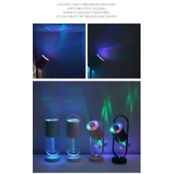 Ultraschall-Luftbefeuchter - 360-Grad-Rotations-Nebelspray - mit LED - 200 ml