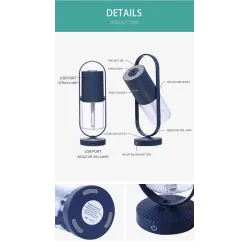 Ultrasonic air humidifier - 360 degree rotation mist spray - with LED - 200 mlHumidifiers
