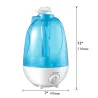 Ultraschall-Luftbefeuchter – Diffusor für ätherische Öle – Doppelnebelzerstäuber – mit LED – 4 L