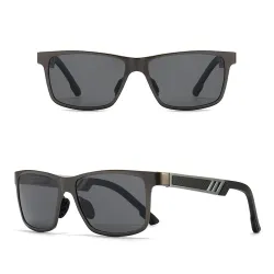 Rechteckige polarisierte Sonnenbrille - Aluminiumrahmen - mit Etui - UV400