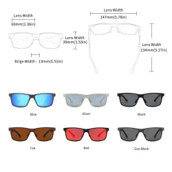 Rechteckige polarisierte Sonnenbrille - Aluminiumrahmen - mit Etui - UV400