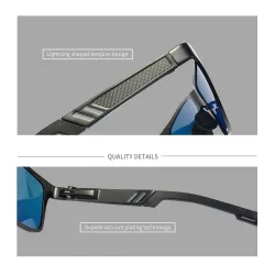 Rectangle polarized sunglasses - aluminum frame - with a case - UV400Sunglasses