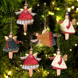 Weihnachtsdekoration - hängende Metallornamente - Engel - Weihnachtsmann