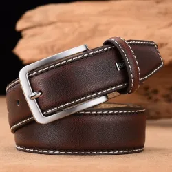 Designers mens belt - genuine leather - metal buckle - brownBelts