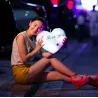Herzförmiges Kissen z - ICH LIEBE DICH - LED-Leuchten