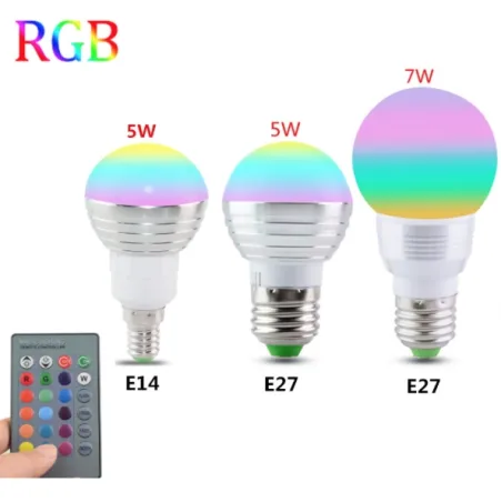 LED RGB magic bulb - 16 changing colors - with IR remote control - E27 - 5W - 7WE27