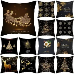 Decorative black pillowcase - Christmas motifs - Santa Claus - 45 * 45 cmCushion covers