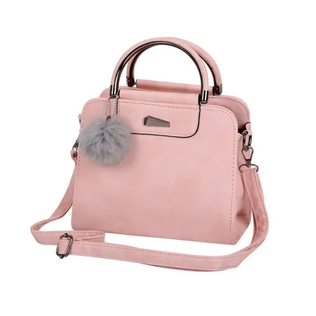 Vintage Handtasche - mit Schultergurt - Fellbommel - Leder