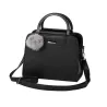 Vintage handbag - with shoulder strap - fur pom pom - leatherHandbags