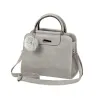 Vintage handbag - with shoulder strap - fur pom pom - leatherHandbags