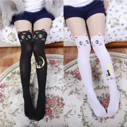 Kniestrümpfe aus Nylon - Katzendesign