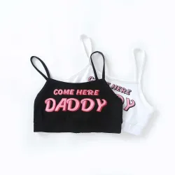 Sexy Dessous-Set - kurzes Top - Schlüpfer - COME HERE DADDY PLEASE Schriftzug