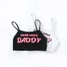 Sexy Dessous-Set - kurzes Top - Schlüpfer - COME HERE DADDY PLEASE Schriftzug