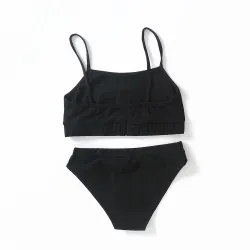 Sexy Dessous-Set - kurzes Top - Schlüpfer - COME HERE DADDY PLEASE Schriftzug