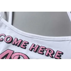 Sexy Dessous-Set - kurzes Top - Schlüpfer - COME HERE DADDY PLEASE Schriftzug