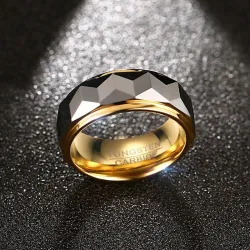Tungsten carbide men's ring - gold-blackRings