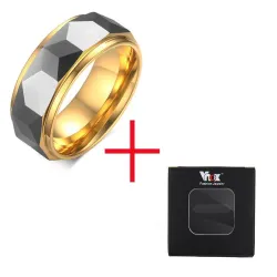 Tungsten carbide men's ring - gold-blackRings