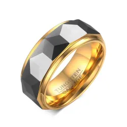Wolframcarbid Herrenring - gold-schwarz