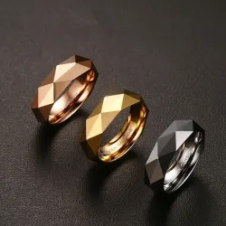 Wolframkarbid-Herrenring - Gold / Roségold / Schwarz