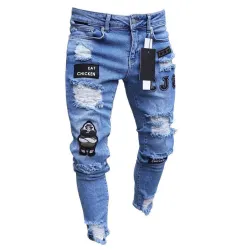 Elastische Ripped - Biker Jeans - Slim Fit Denim