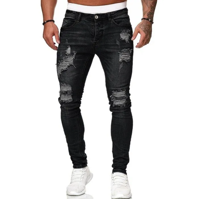 Elastische Ripped - Biker Jeans - Slim Fit Denim