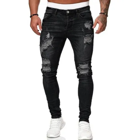 Elastische Ripped - Biker Jeans - Slim Fit Denim