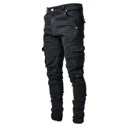 Stretch-Jeans - Biker-Style - Seitentaschen - Slim Fit