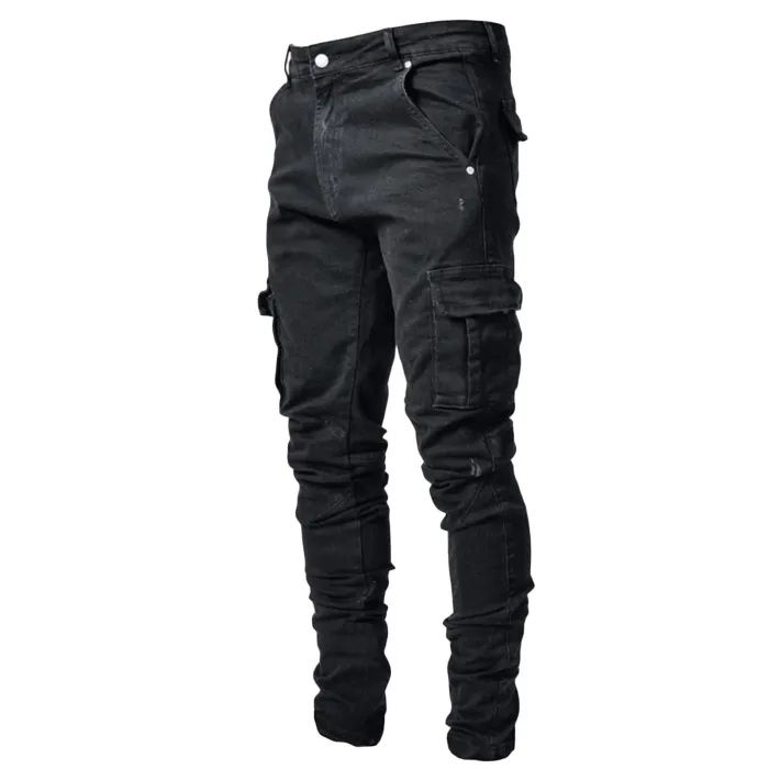 Stretch-Jeans - Biker-Style - Seitentaschen - Slim Fit