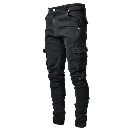 Stretch-Jeans - Biker-Style - Seitentaschen - Slim Fit