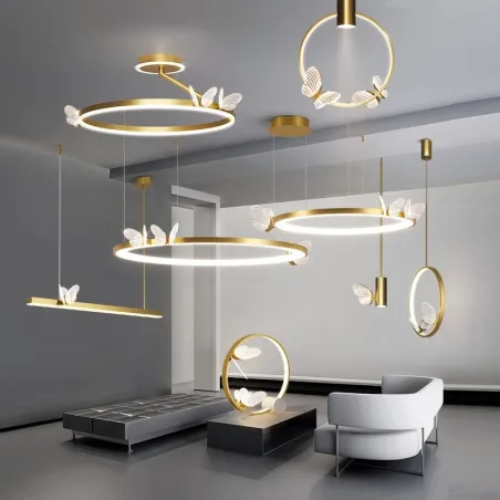 Moderne Acryllampe - Wandmontage - LED - mit Schmetterlingen