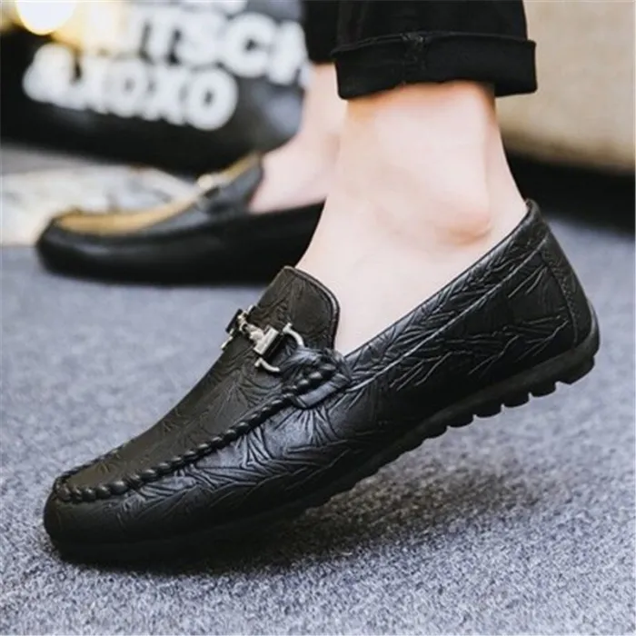 Modische flache Herrenschuhe - Slipper zum Hineinschlüpfen - echtes Leder