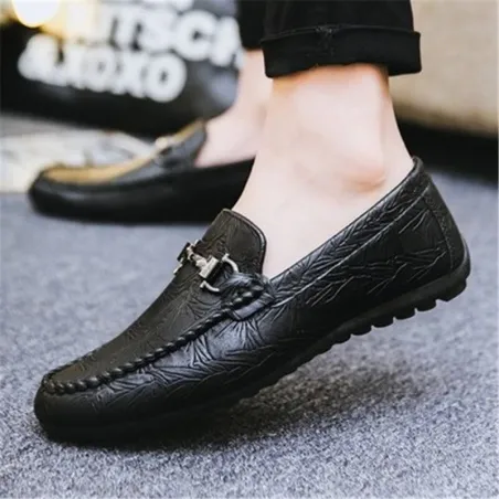 Modische flache Herrenschuhe - Slipper zum Hineinschlüpfen - echtes Leder