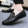 Modische flache Herrenschuhe - Slipper zum Hineinschlüpfen - echtes Leder