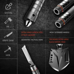 Multifunctional engineering shovel - foldable - military / survival tool - setSurvival tools