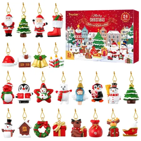 Christmas advent calendar - with hanging christmas tree ornaments - 24 piecesChristmas