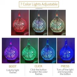 Ultraschall-Luftbefeuchter - Diffusor für ätherische Öle - LED - 3D-Feuerwerk