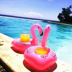 Aufblasbarer Flamingo - Getränkehalter für den Pool - schwimmendes Spielzeug - 10 Stück